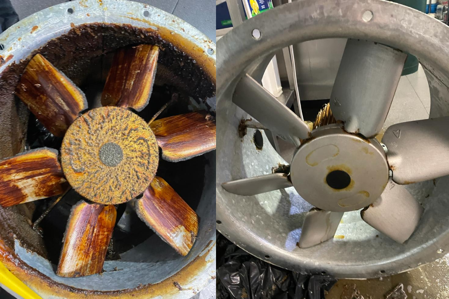 Kitchen fan cleaning in Manchester. Before & After